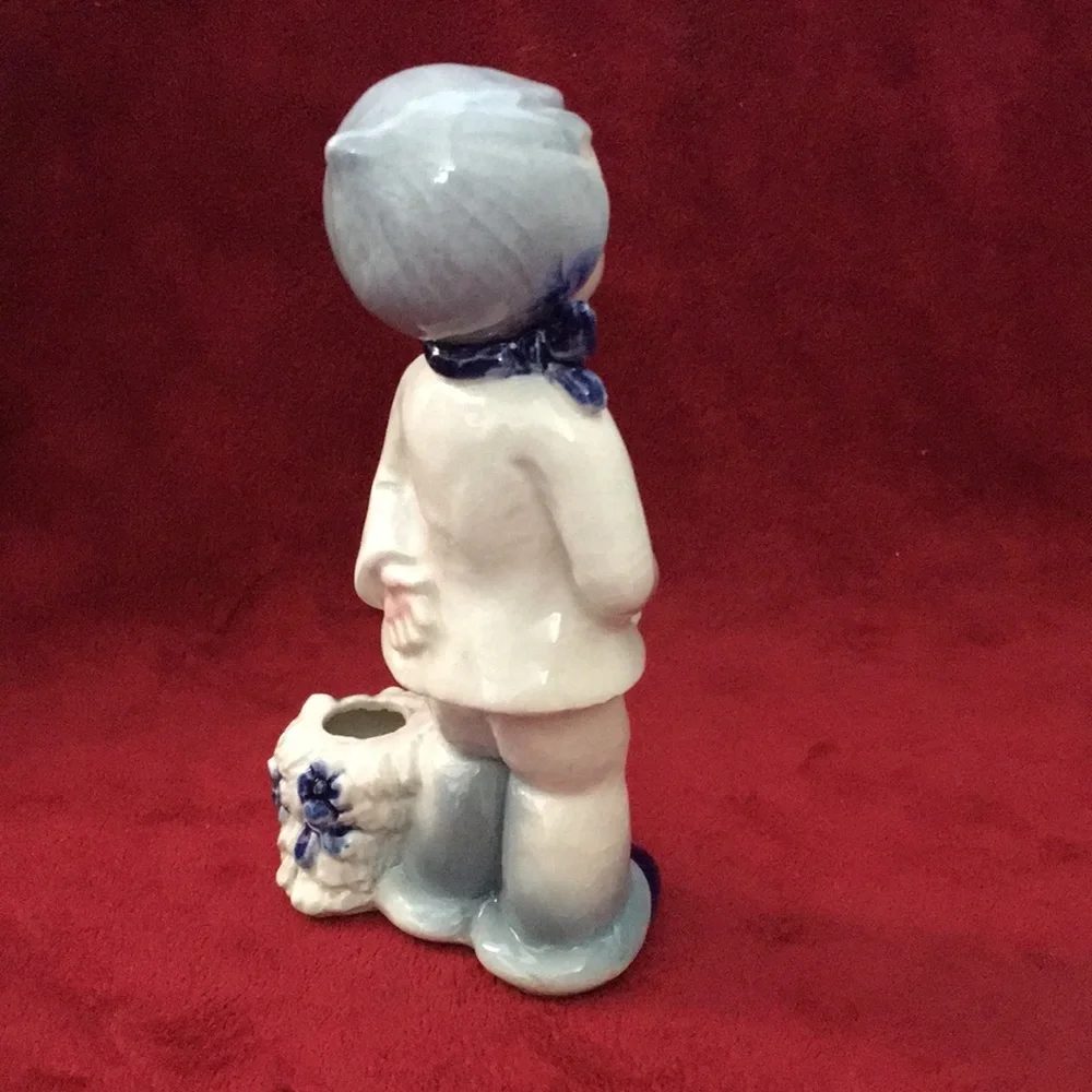 Goebel Ceramic Child Holding Flower in Right Hand Candleholder